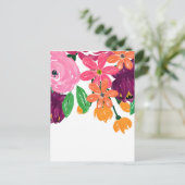 Boho Chic Waterverf Burgundy Pink Flowers Feestdagenkaart (Staand voorkant)