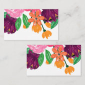 Boho Chic Waterverf Burgundy Pink Flowers Visitekaartje (Voorkant / Achterkant)
