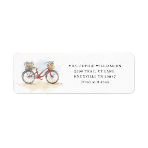 Boho Chic Waterverf Classic Bike Return Address Etiket