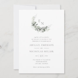 Boho Chic Waterverf Eucalyptus Bruiloft Kaart