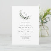 Boho Chic Waterverf Eucalyptus Bruiloft Kaart (Staand voorkant)