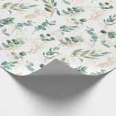 Boho Chic Waterverf Eucalyptus Greenery Sparkles Cadeaupapier (Hoek)