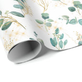 Boho Chic Waterverf Eucalyptus Greenery Sparkles Cadeaupapier (Rol Hoek)