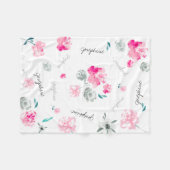 Boho Chic Waterverf floraal herhaalde naam Baby Fleece Deken (Voorkant (Horizontaal))
