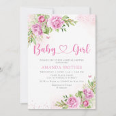 Boho Chic Waterverf Floral Baby Girl Shower Kaart (Voorkant)