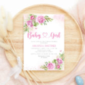 Boho Chic Waterverf Floral Baby Girl Shower Kaart