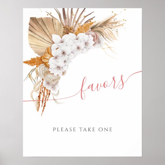 Boho Chic Waterverf Floral Baby shower Favors Poster (Voorkant)
