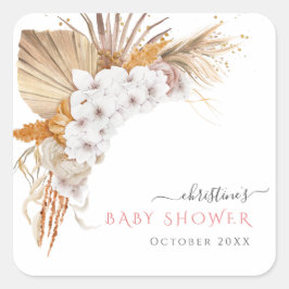 Boho Chic Waterverf Floral Baby shower Vierkante Sticker