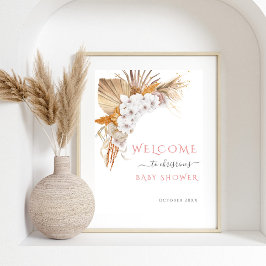 Boho Chic Waterverf Floral Baby shower Welkom Poster