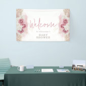 Boho Chic Waterverf Floral Baby shower Welkom Spandoek (Beurs)