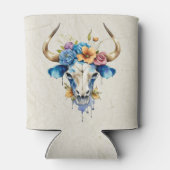 Boho Chic Waterverf Floral Koe Schedel Blikjeskoeler (Achterkant)