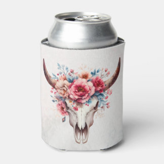 Boho Chic Waterverf Floral Koe Schedel Blikjeskoeler