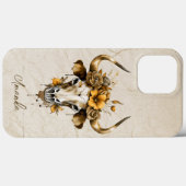 Boho Chic Waterverf Floral Koe Schedel Case-Mate iPhone Case (Achterkant (horizontaal))