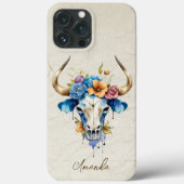 Boho Chic Waterverf Floral Koe Schedel Case-Mate iPhone Case (Achterkant)