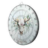 Boho Chic Waterverf Floral Koe Schedel Dartbord (Voorkant Rechts)