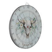 Boho Chic Waterverf Floral Koe Schedel Dartbord (Voorkant Links)