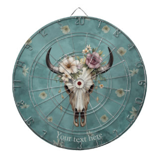 Boho Chic Waterverf Floral Koe Schedel Dartbord
