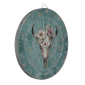 Boho Chic Waterverf Floral Koe Schedel Dartbord (Voorkant Links)