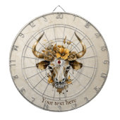 Boho Chic Waterverf Floral Koe Schedel Dartbord (Voorkant)