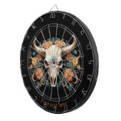 Boho Chic Waterverf Floral Koe Schedel Dartbord (Voorkant Rechts)