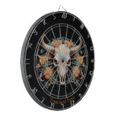 Boho Chic Waterverf Floral Koe Schedel Dartbord (Voorkant Links)
