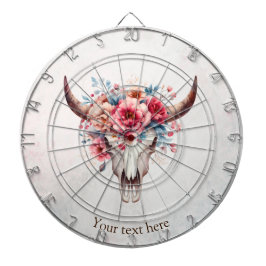 Boho Chic Waterverf Floral Koe Schedel Dartbord