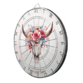 Boho Chic Waterverf Floral Koe Schedel Dartbord (Voorkant Rechts)