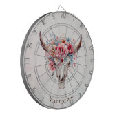 Boho Chic Waterverf Floral Koe Schedel Dartbord (Voorkant Links)