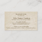 Boho Chic Waterverf Floral Koe Schedel Visitekaartje (Achterkant)