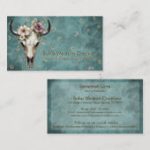 Boho Chic Waterverf Floral Koe Schedel Visitekaartje (Voorkant / Achterkant)