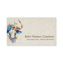 Boho Chic Waterverf Floral Koe Schedel