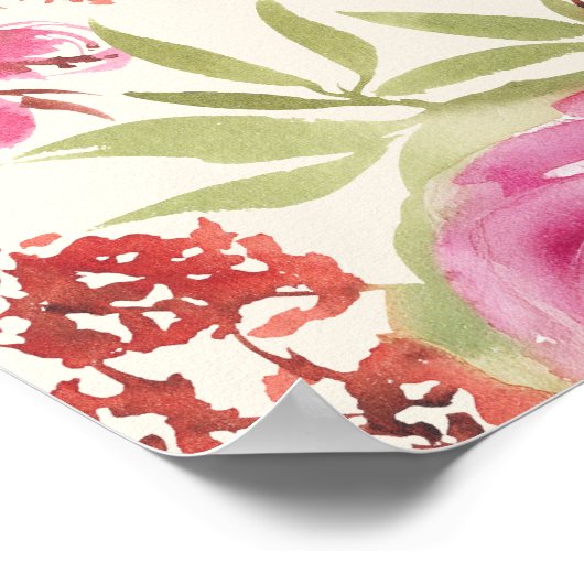 Boho Chic Waterverf Floral Vrijgezellenfeest Welko Poster (Hoek)