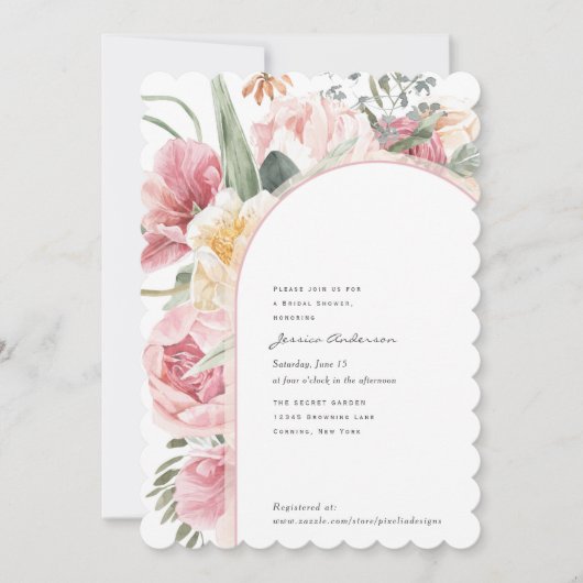 Boho chic waterverf florale tuin moderne douche kaart (Voorkant)