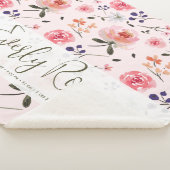 Boho Chic Waterverf florals Gepersonaliseerde stat Sherpa Deken (3/4)