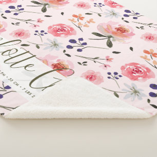 Boho Chic Waterverf florals Gepersonaliseerde stat Sherpa Deken