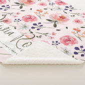 Boho Chic Waterverf florals Gepersonaliseerde stat Sherpa Deken (3/4)