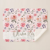 Boho Chic Waterverf florals Gepersonaliseerde stat Sherpa Deken (Voorkant (horizontaal))