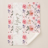Boho Chic Waterverf florals Gepersonaliseerde stat Sherpa Deken (Voorkant)