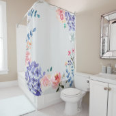 Boho Chic Waterverf flower florals Douchegordijn (In situ)