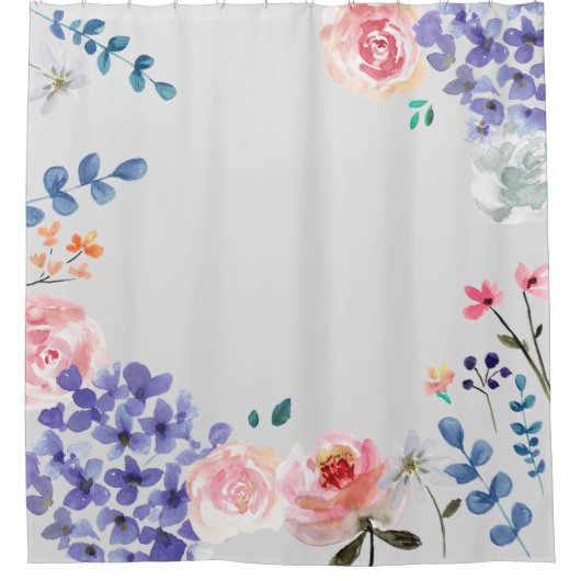 Boho Chic Waterverf flower florals Douchegordijn (Voorkant)