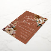 Boho Chic Waterverf Flowers Herfst Vrijgezellenfee Folie Uitnodiging (Gedraaid)