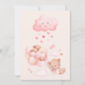 Boho Chic Waterverf Girl Teddy Bear met Roze Bal Kaart (Achterkant)