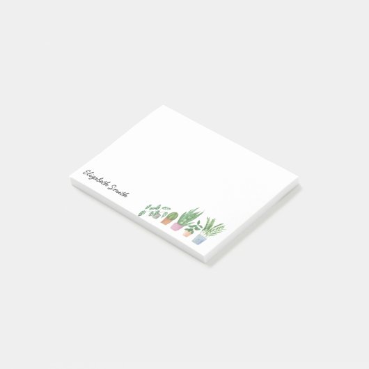 Boho Chic Waterverf Greenery Potted Houseplant No Post-it® Notes (Schuin)