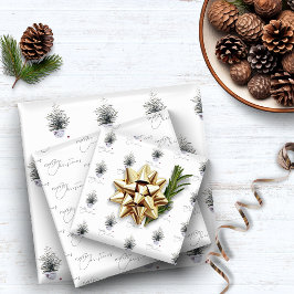 Boho Chic Waterverf Kerstboom Wit Inpakpapier Vel
