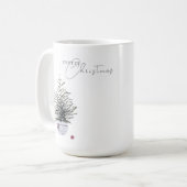 Boho Chic Waterverf Kerstboom Wit Koffiemok (Voorkant links)