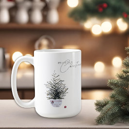 Boho Chic Waterverf Kerstboom Wit Koffiemok