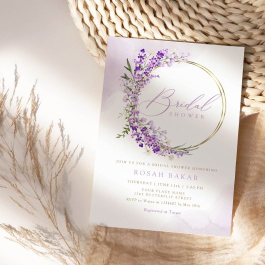 Boho Chic Waterverf Lavender Floral Vrijgezellenfe Kaart