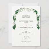 Boho Chic Waterverf Lily Valley Leaf trouwboog Kaart (Voorkant)