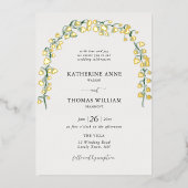 Boho Chic Waterverf Lily Valley Trouwboog Goud Folie Uitnodiging (Voorkant)