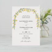 Boho Chic Waterverf Lily Valley Trouwboog Goud Folie Uitnodiging (Staand Voorkant)